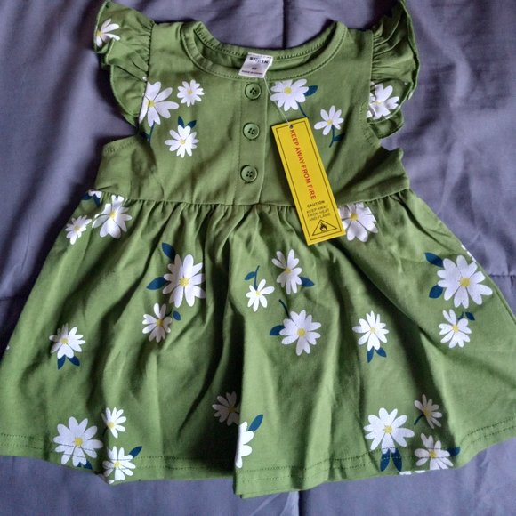 Other - Floral Print Ruffle Trim Smock Dress